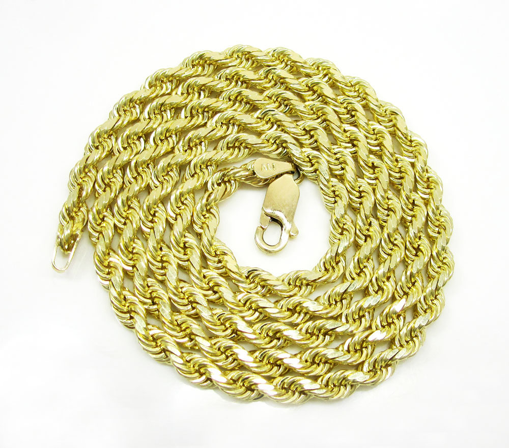10k yellow gold solid rope link chain 20-30 inch 3.5mm