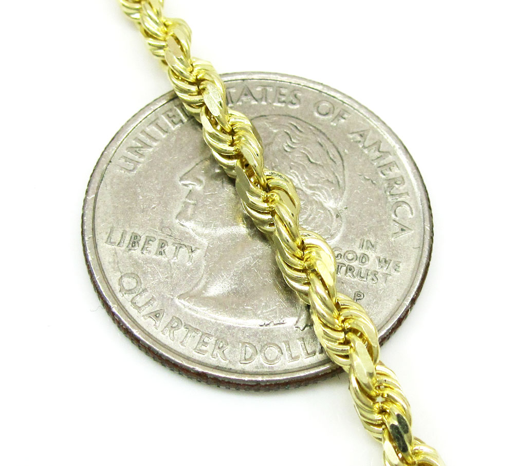 10k yellow gold solid rope link chain 20-30 inch 3.5mm - Image 3