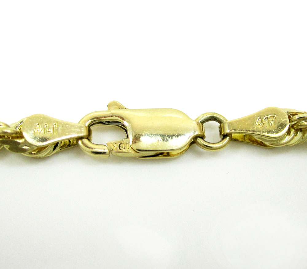 10k yellow gold solid rope link chain 20-30 inch 3.5mm