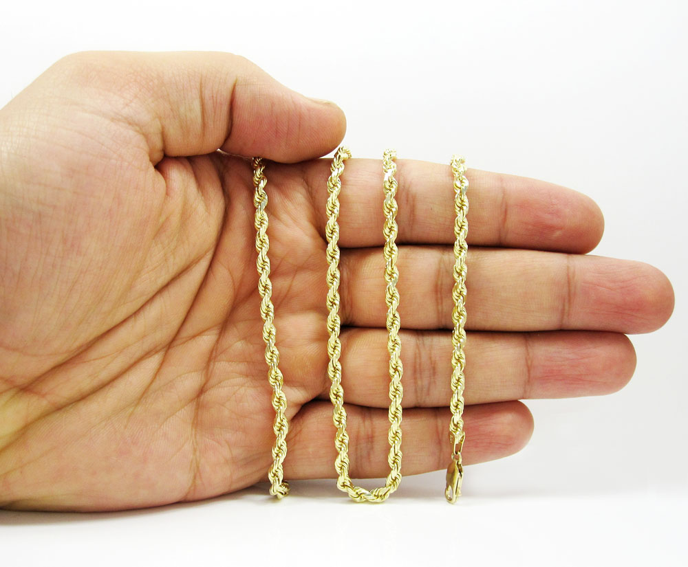 10k yellow gold solid rope link chain 20-30 inch 3.5mm - Image 5