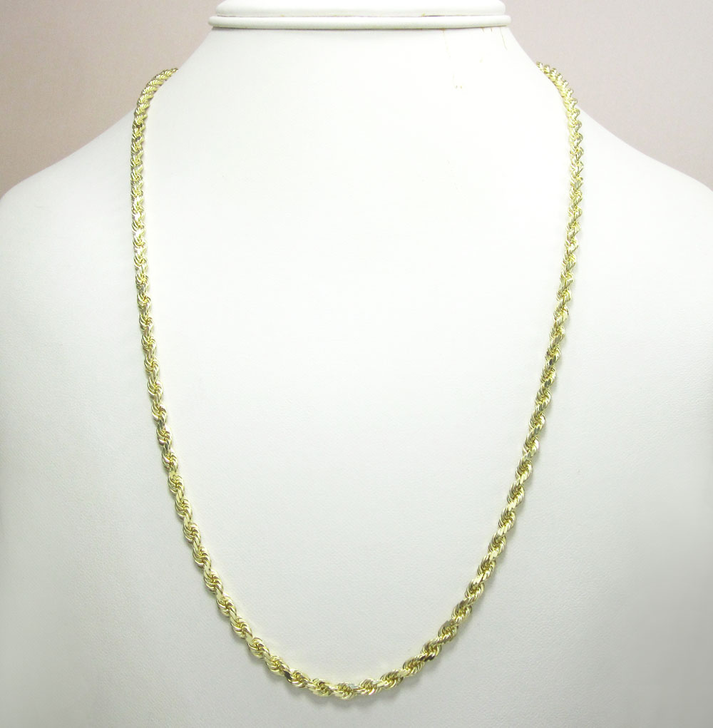 10k yellow gold solid rope link chain 20-30 inch 3.5mm