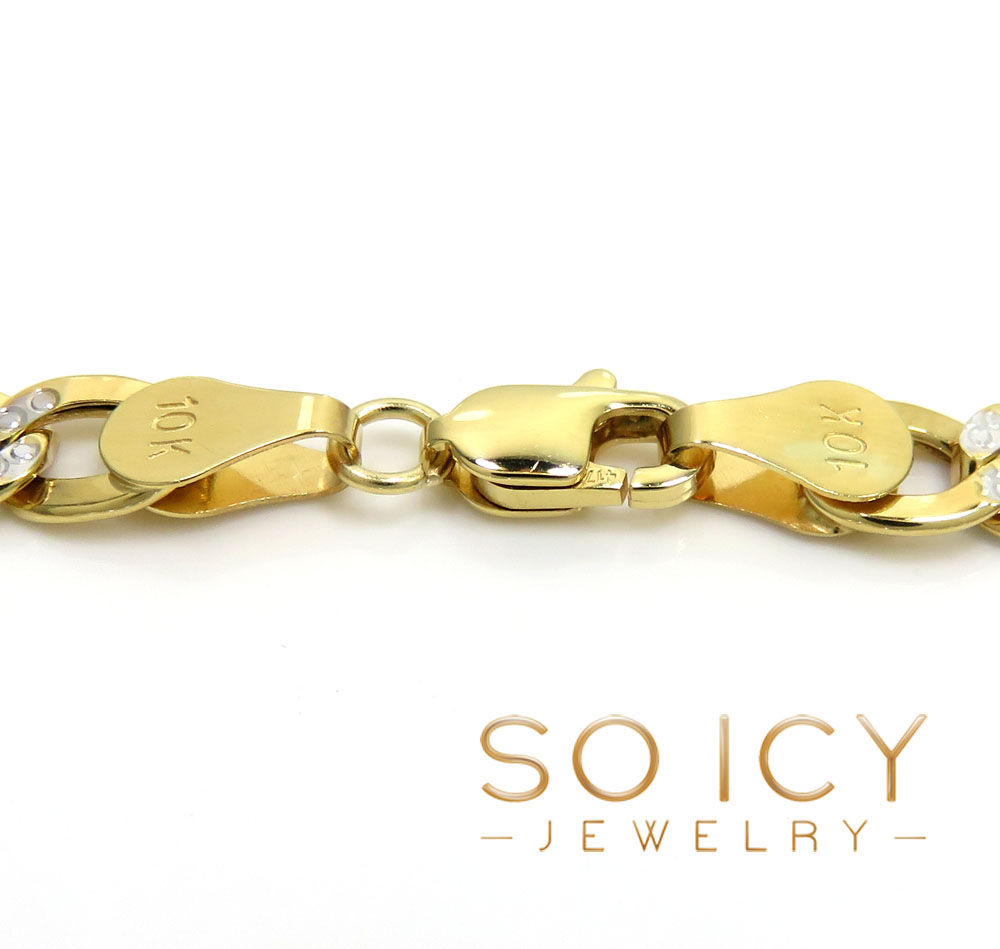 10k yellow gold hollow diamond cut cuban link chain 20-26 inch 5.5mm