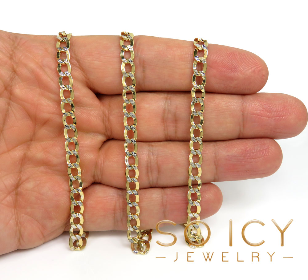 10k yellow gold hollow diamond cut cuban link chain 20-26 inch 5.5mm - Image 4