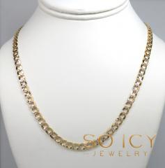 10k yellow gold hollow diamond cut cuban link chain 20-26 inch 5.5mm