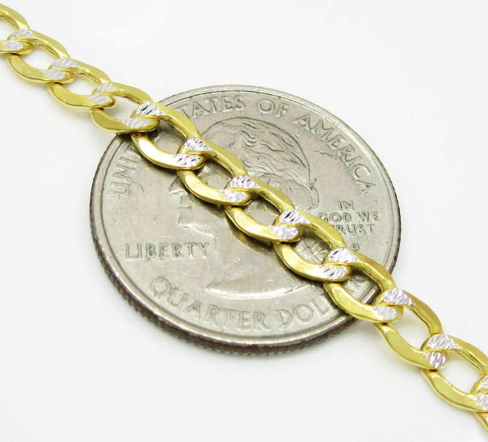 10k yellow gold hollow diamond cut cuban link chain 18-26 inch 4.8mm
