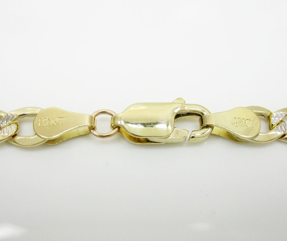 10k yellow gold hollow diamond cut cuban link chain 18-26 inch 4.8mm
