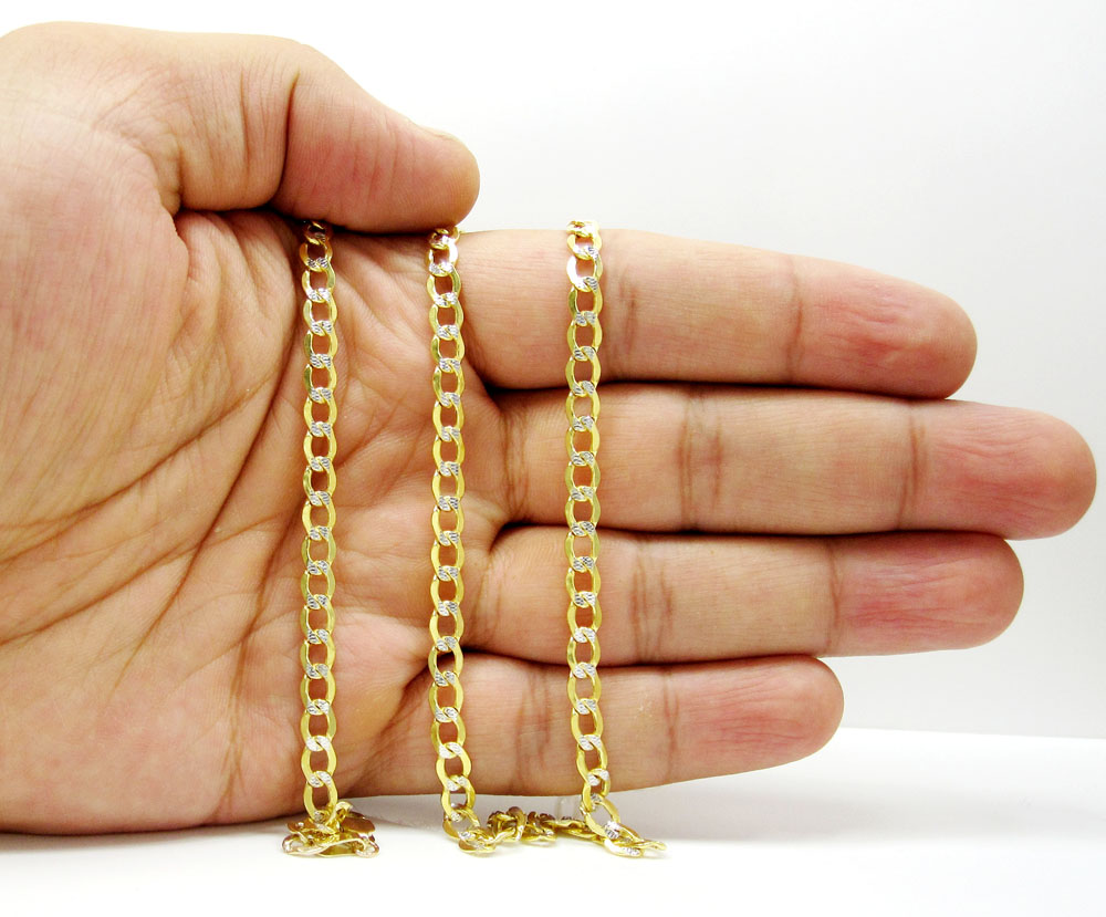 10k yellow gold hollow diamond cut cuban link chain 18-26 inch 4.8mm - Image 4