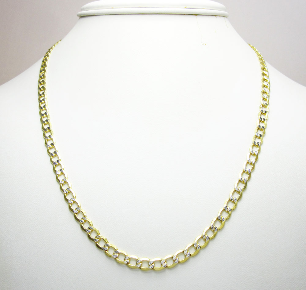 10k yellow gold hollow diamond cut cuban link chain 18-26 inch 4.8mm