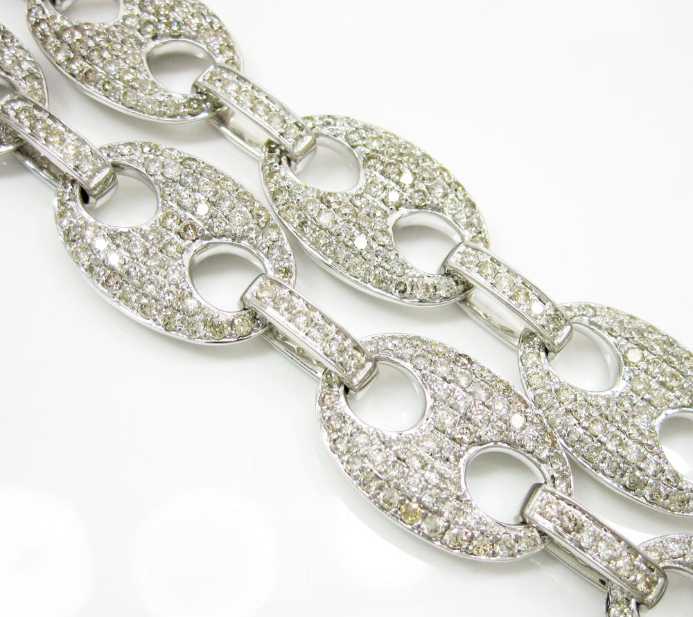 14k solid white gold anchor diamond chain 27.36ct