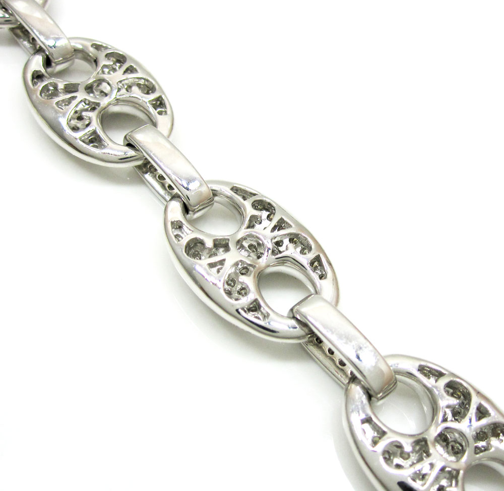 14k solid white gold anchor diamond chain 27.36ct