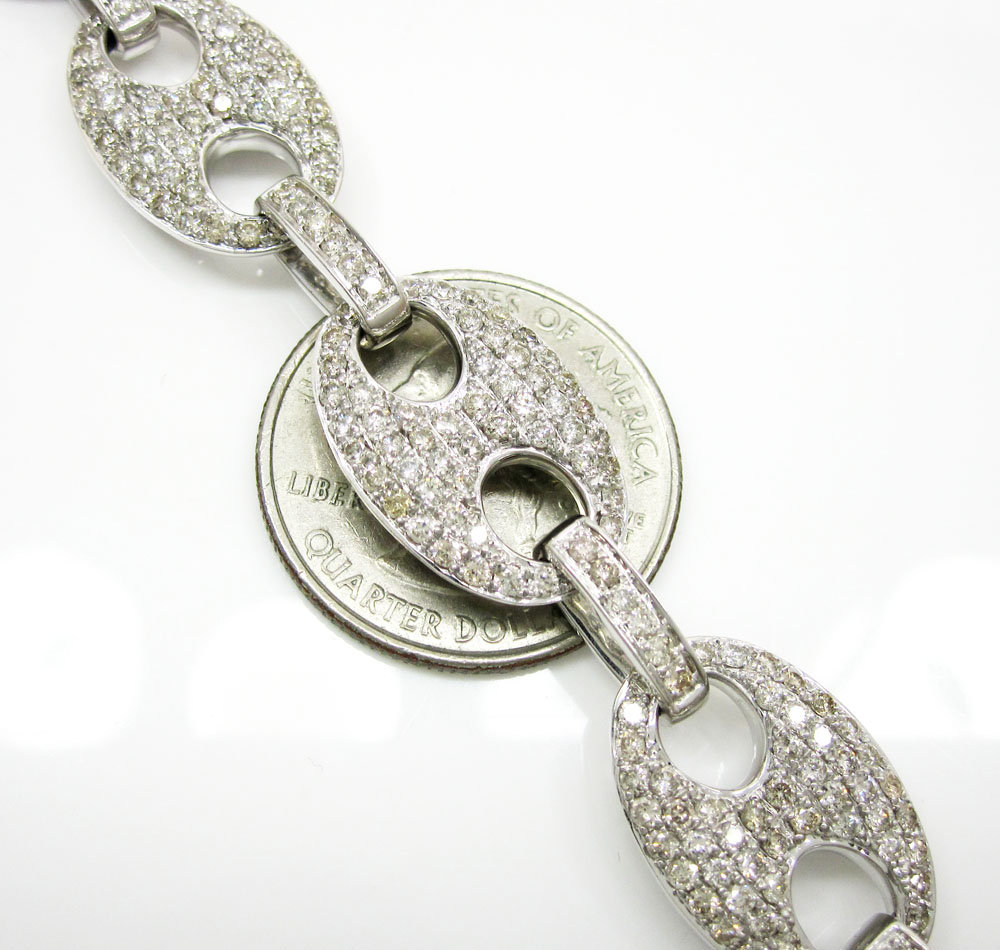 14k solid white gold anchor diamond chain 27.36ct