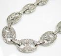 14k solid white gold anchor diamond chain 27.36ct