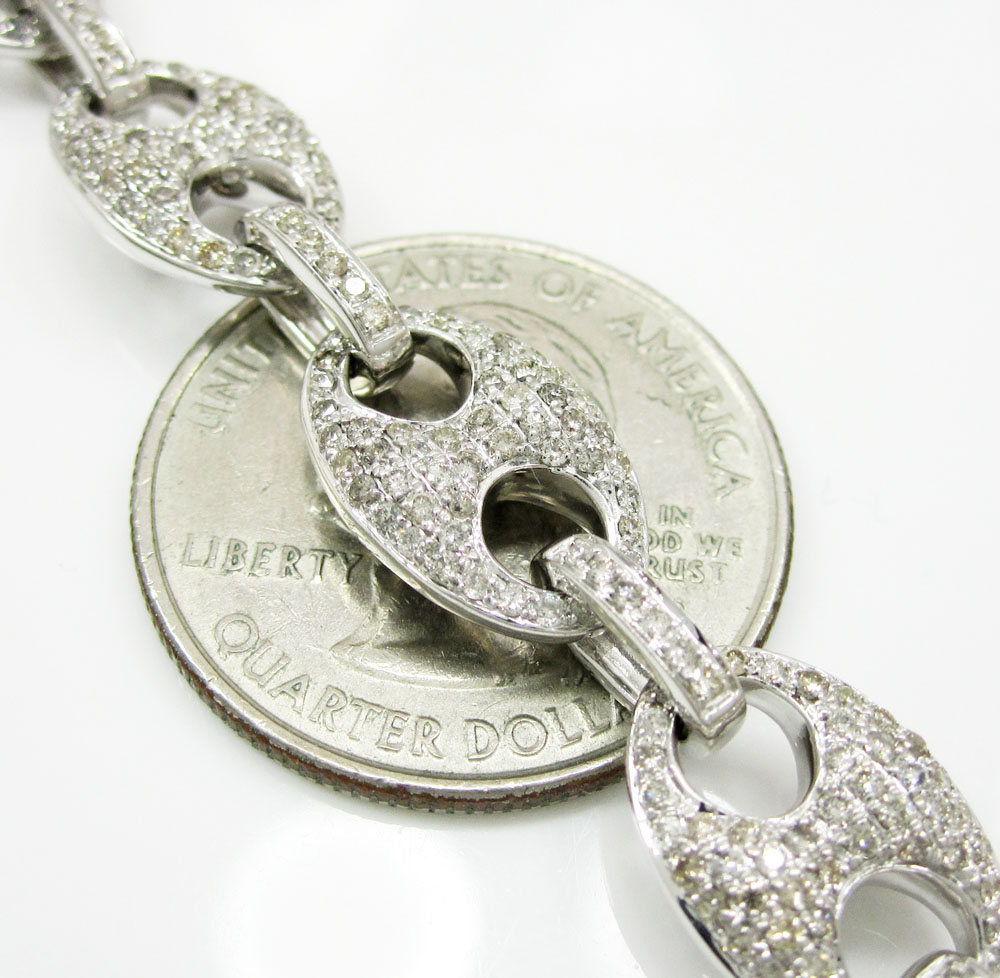 14k solid white gold anchor diamond chain 14.39ct - Image 3