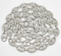 14k solid white gold anchor diamond chain 14.39ct