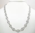 14k solid white gold anchor diamond chain 14.39ct