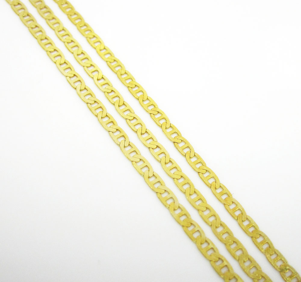 10k yellow gold solid tight mariner link chain 16-24 inch 1.5mm