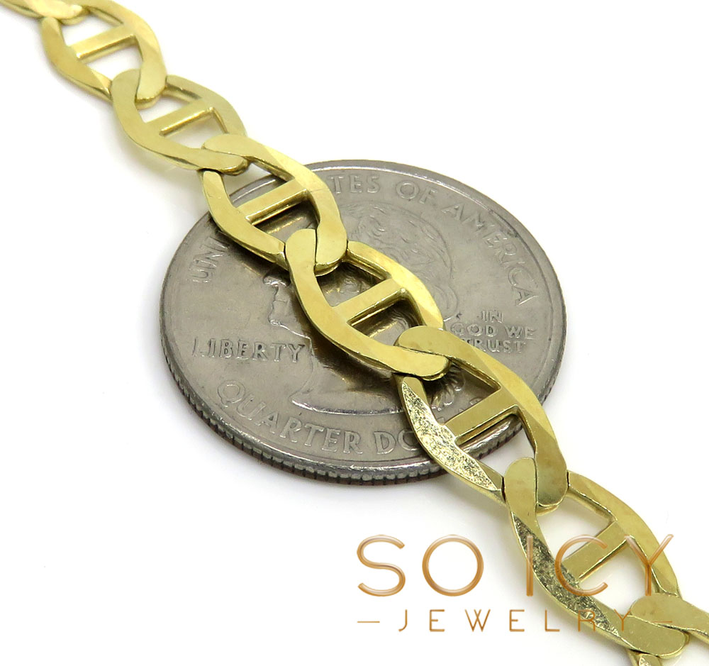10k yellow gold solid thick mariner link chain 20-26 inch 7.5mm