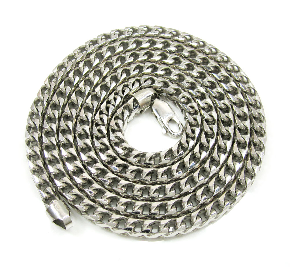 10k white gold smooth cut franco link chain 30-40 inch 4.7mm