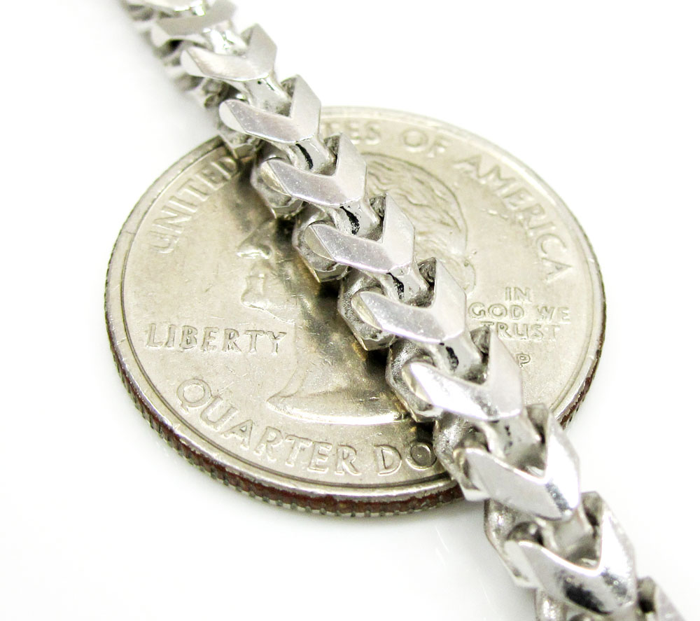 10k white gold smooth cut franco link chain 30-40 inch 4.7mm
