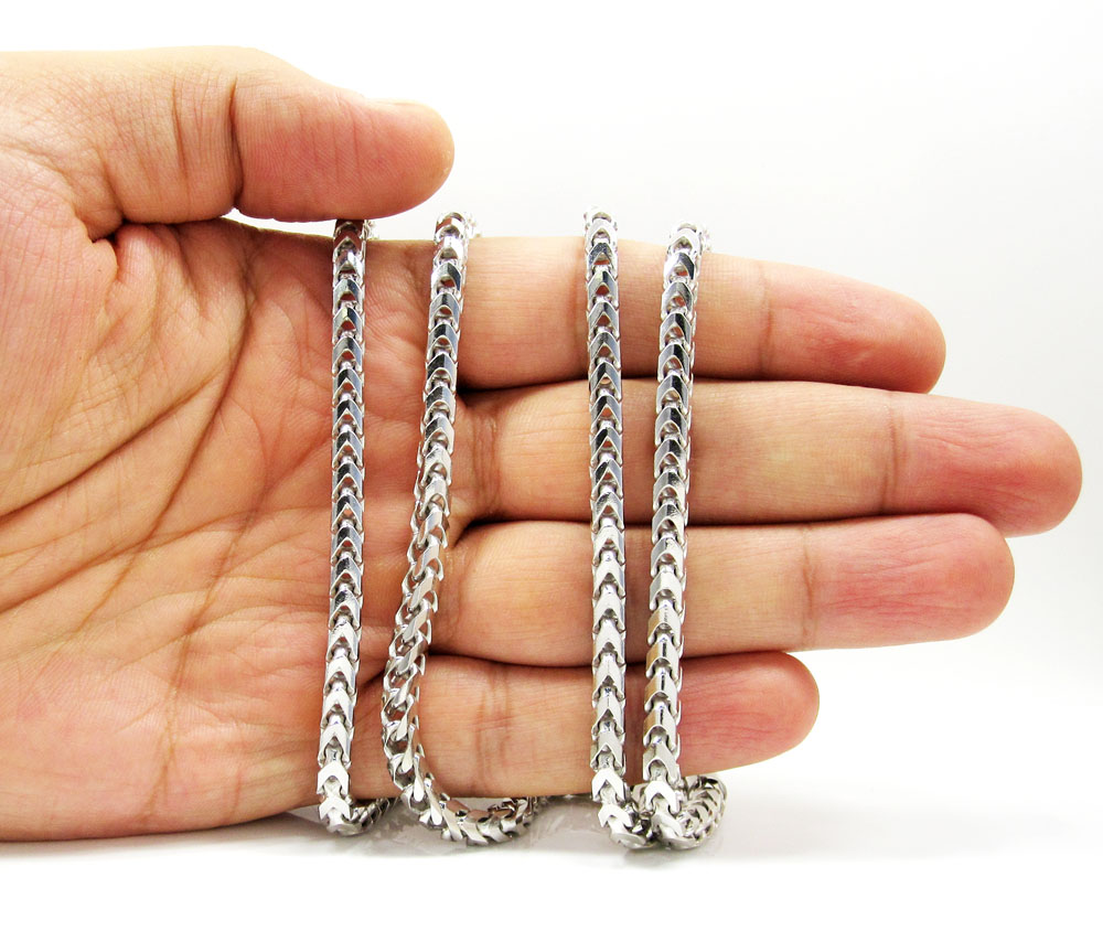 10k white gold smooth cut franco link chain 30-40 inch 4.7mm