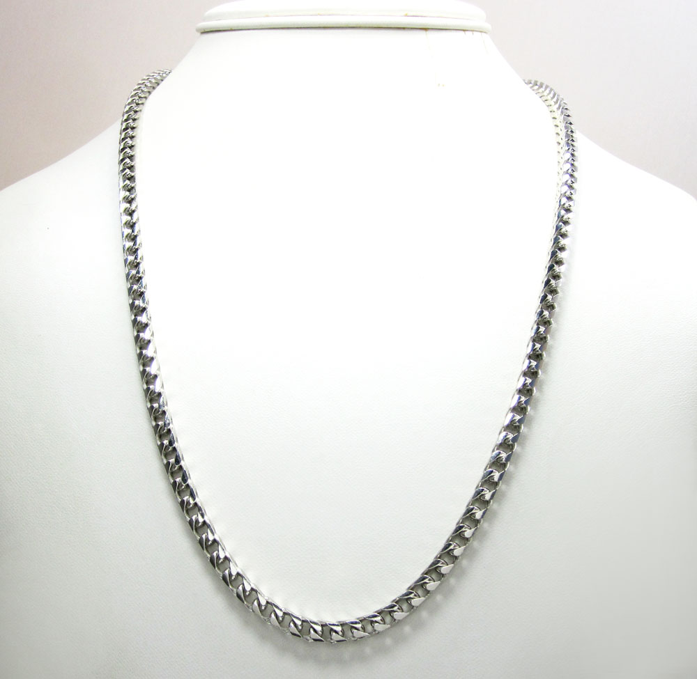 10k white gold smooth cut franco link chain 30-40 inch 4.7mm
