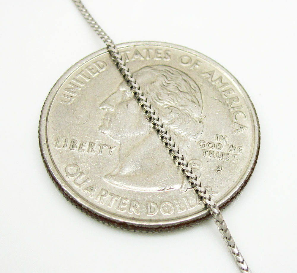10k white gold smooth cut super skinny franco link chain 16-22 inch 1.1mm - Image 2