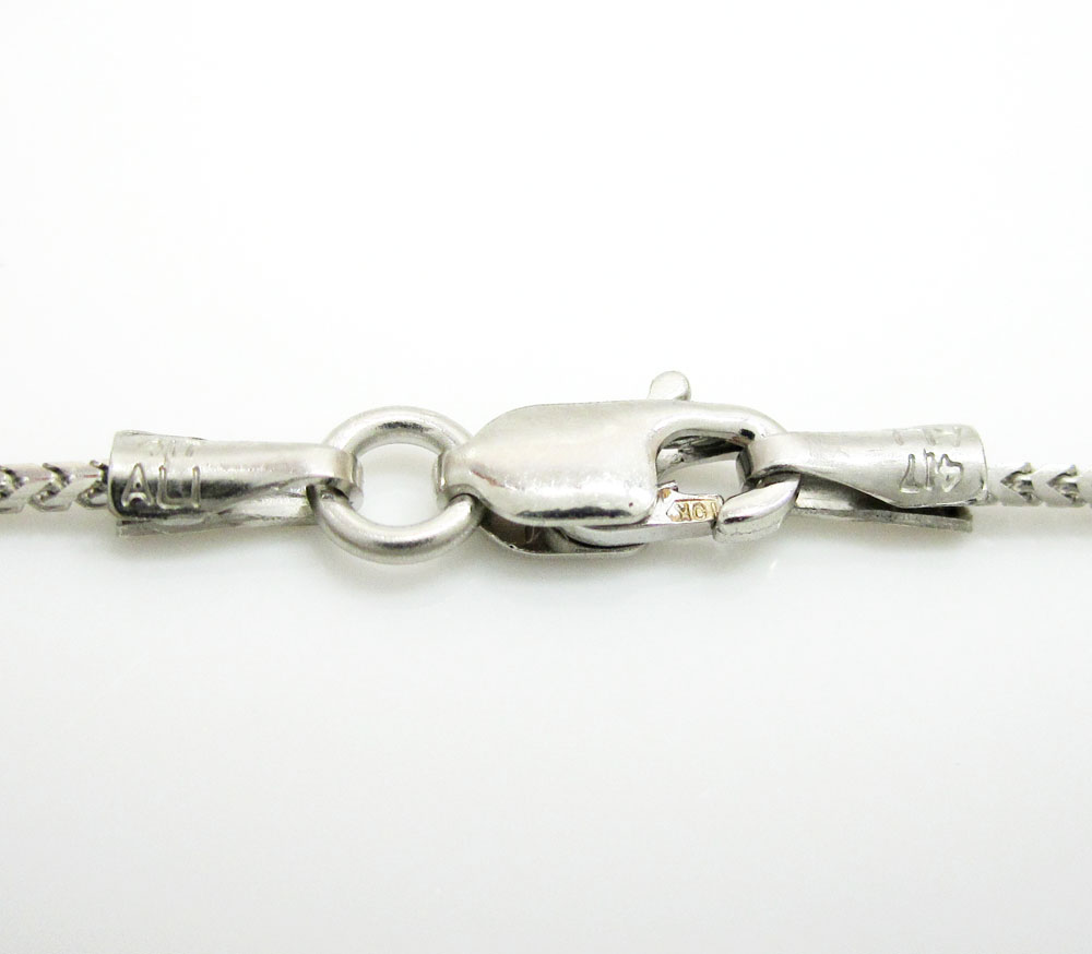 10k white gold smooth cut super skinny franco link chain 16-22 inch 1.1mm