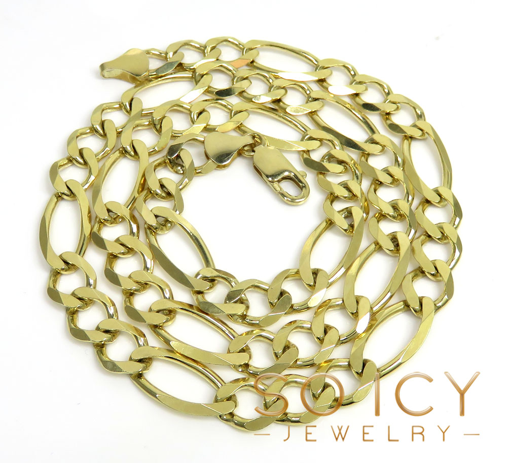 10k yellow gold solid figaro link chain 24-30 inch 9.5mm - Image 2