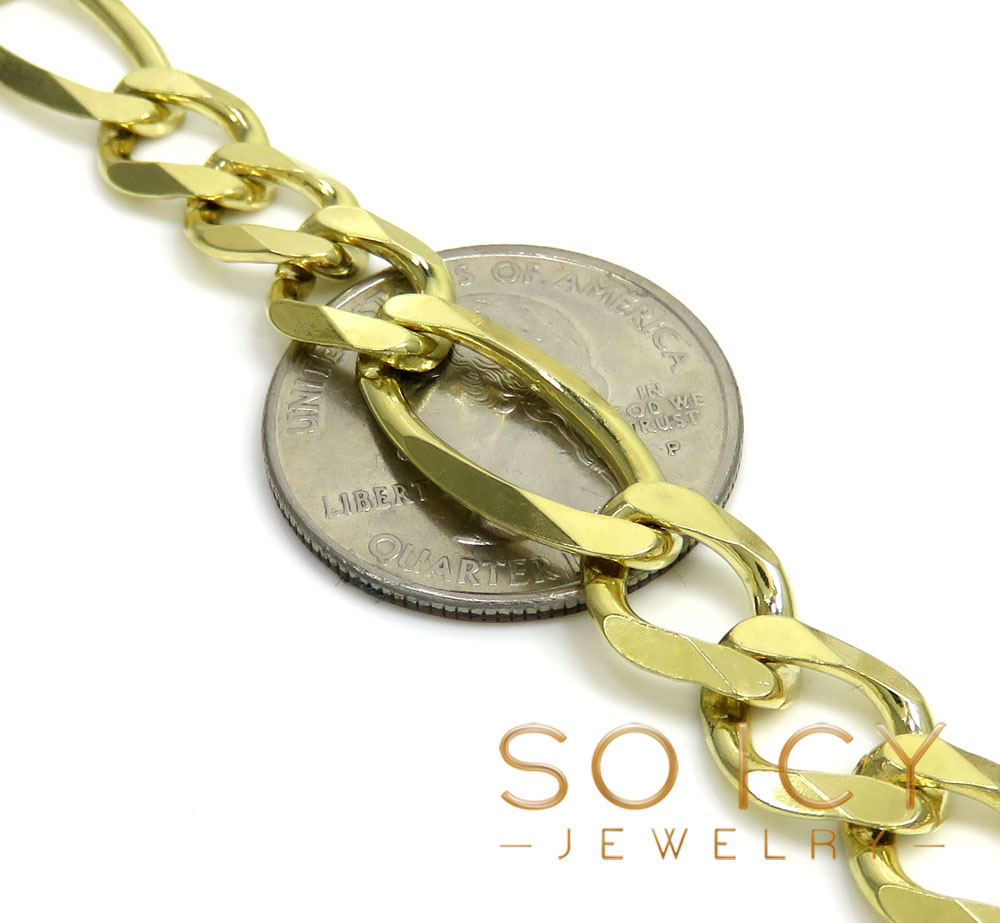 10k yellow gold solid figaro link chain 24-30 inch 9.5mm - Image 4
