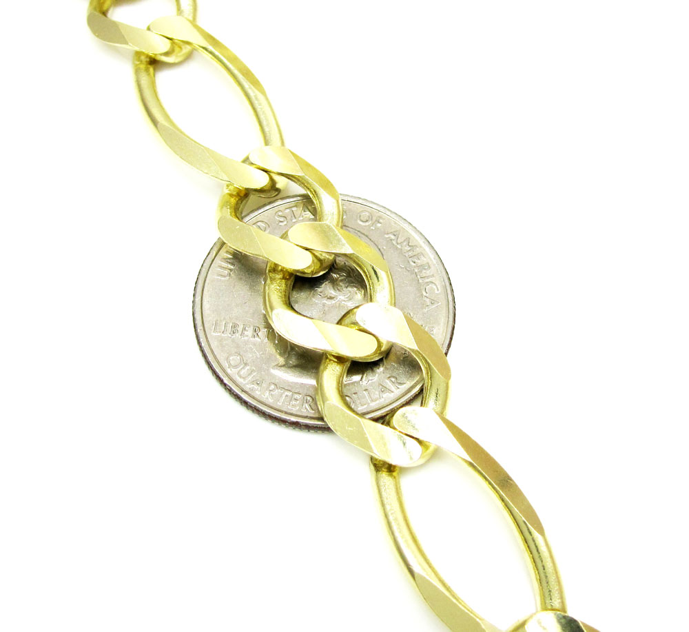 10k yellow gold solid figaro link chain 24-30 inch 12.2mm