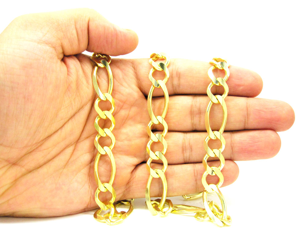 10k yellow gold solid figaro link chain 24-30 inch 12.2mm - Image 6