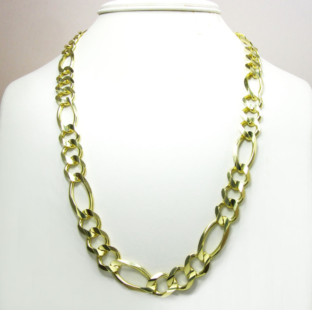 10k yellow gold solid figaro link chain 24-30 inch 12.2mm - Image 7