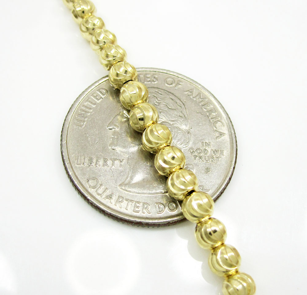 10k yellow gold moon cut bead link chain 24-40 inch 4mm - Image 3