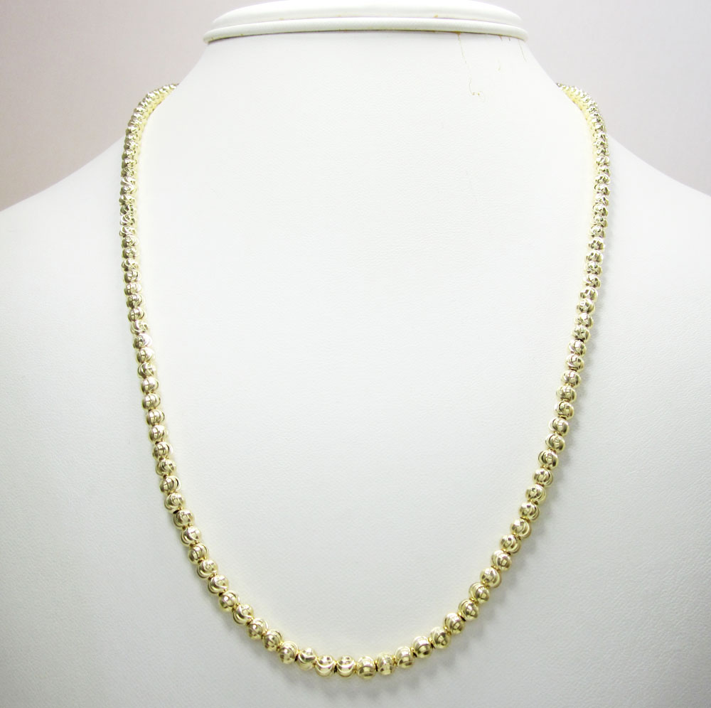 10k yellow gold moon cut bead link chain 24-40 inch 4mm - Image 6