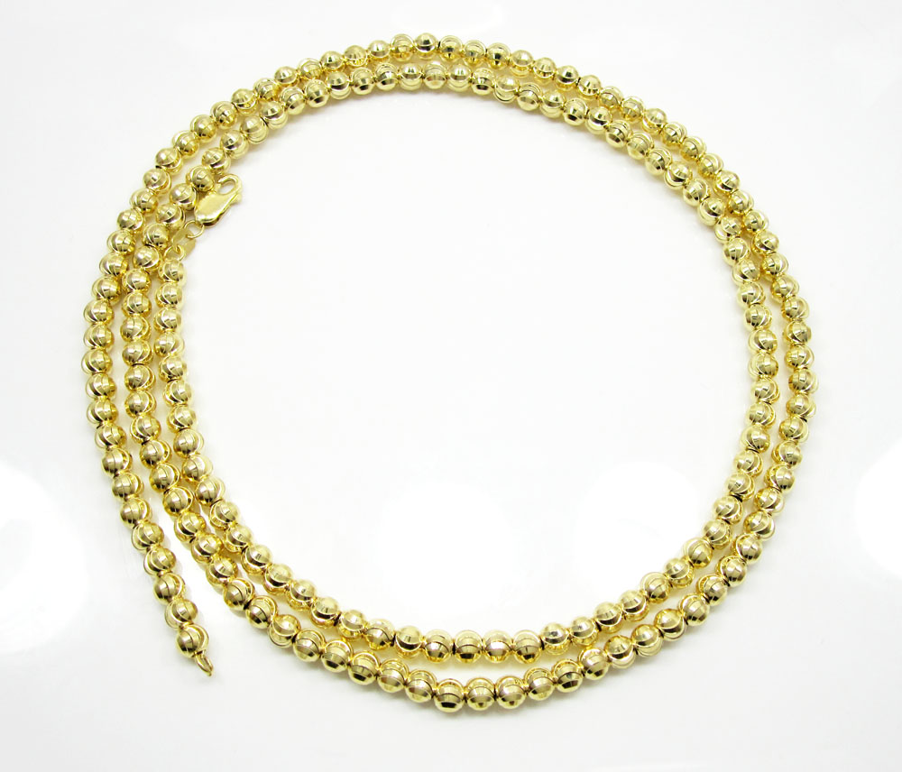 10k yellow gold moon cut bead link chain 22 inch 5mm - Image 2
