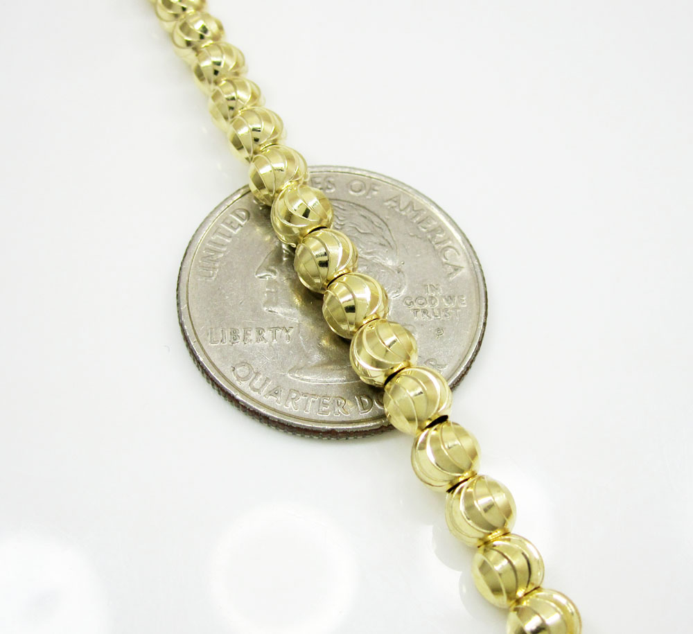 10k yellow gold moon cut bead link chain 22 inch 5mm - Image 3