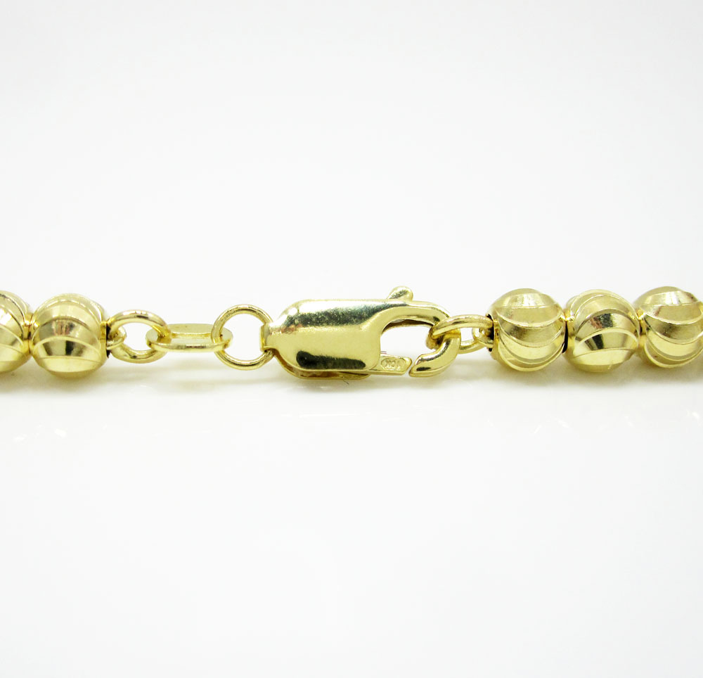 10k yellow gold moon cut bead link chain 22 inch 5mm - Image 4