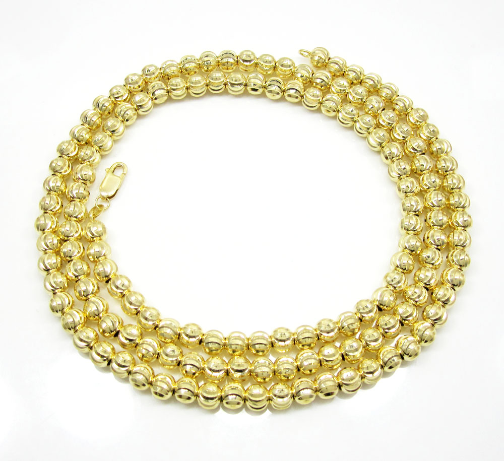 10k yellow gold moon cut bead link chain 27 inch 6mm - Image 2