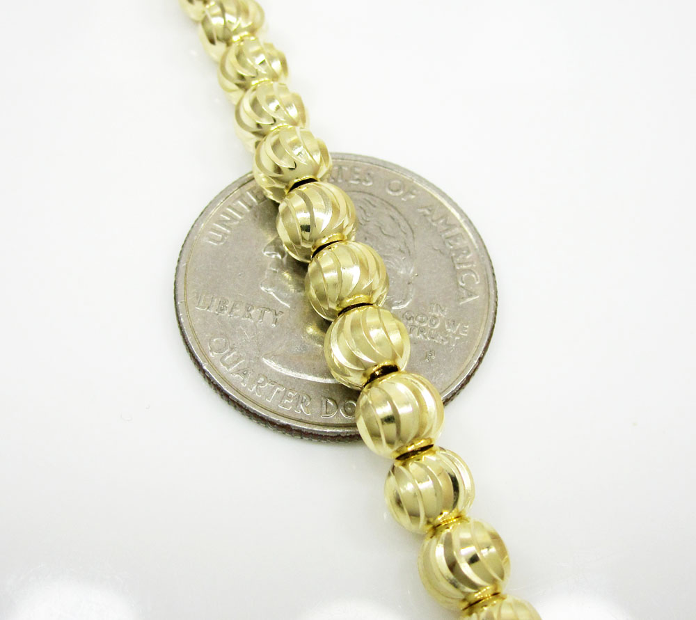 10k yellow gold moon cut bead link chain 27 inch 6mm - Image 3