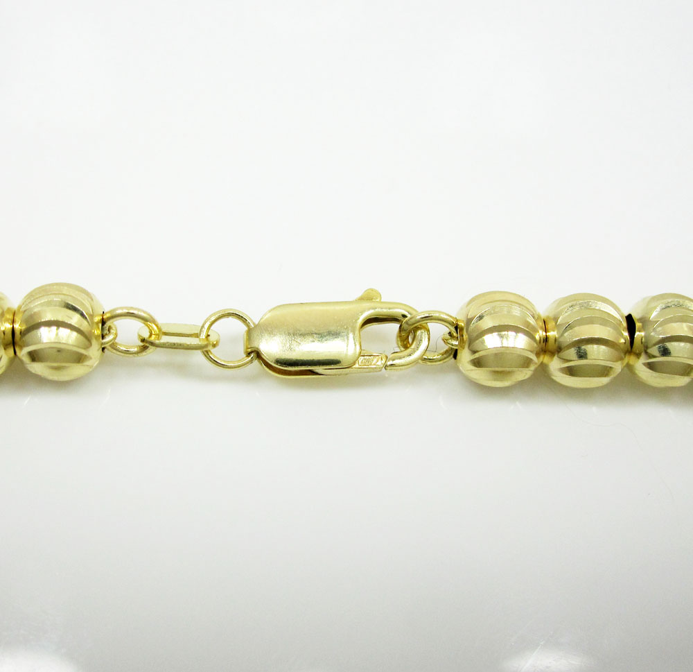 10k yellow gold moon cut bead link chain 27 inch 6mm