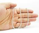 10k white gold moon cut bead link chain 26-36 inch 4mm
