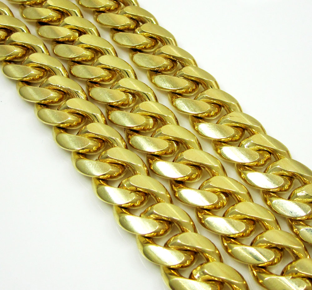 10k yellow gold thick miami link chain 26-34 inch 11.5mm