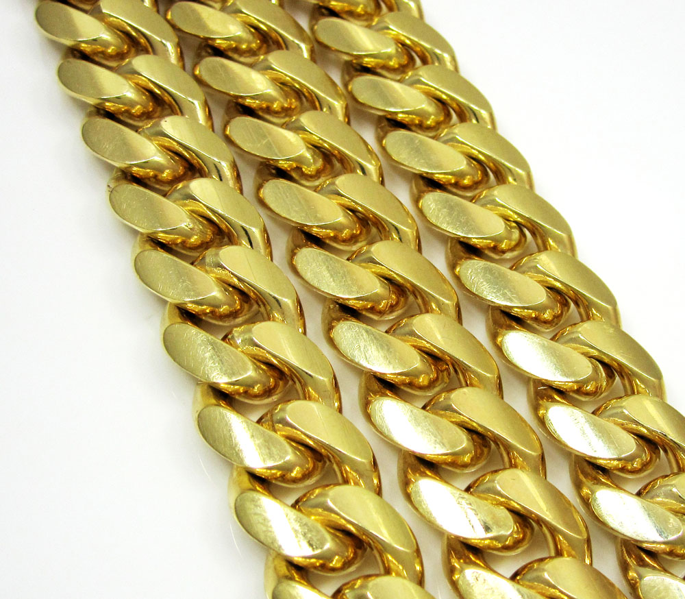 10k yellow gold thick miami link chain 20-30 inch 12.4mm - Image 2