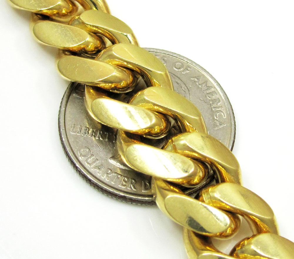 10k yellow gold thick miami link chain 20-30 inch 12.4mm
