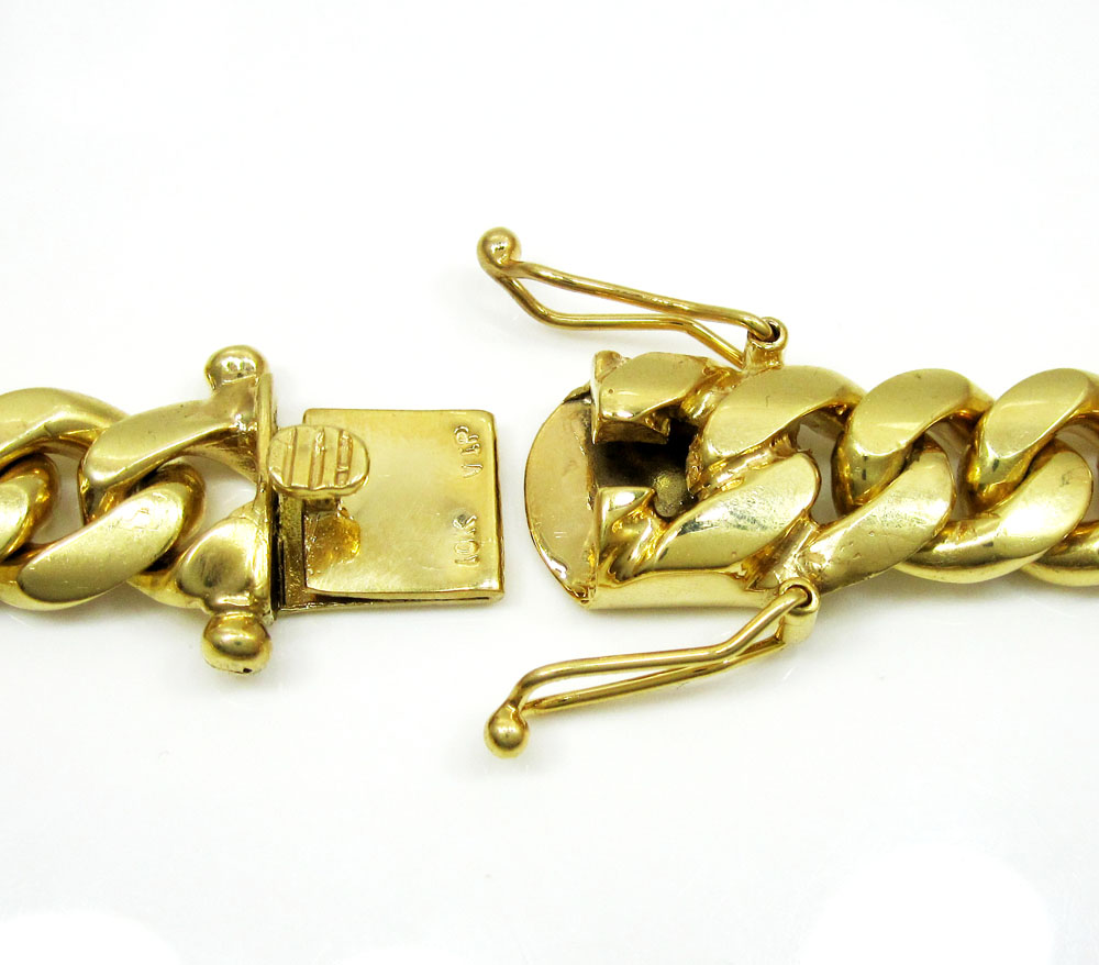 10k yellow gold thick miami link chain 20-30 inch 12.4mm