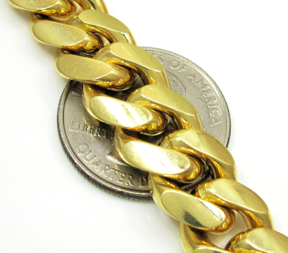 10k yellow gold thick miami link chain 20-30 inch 13mm