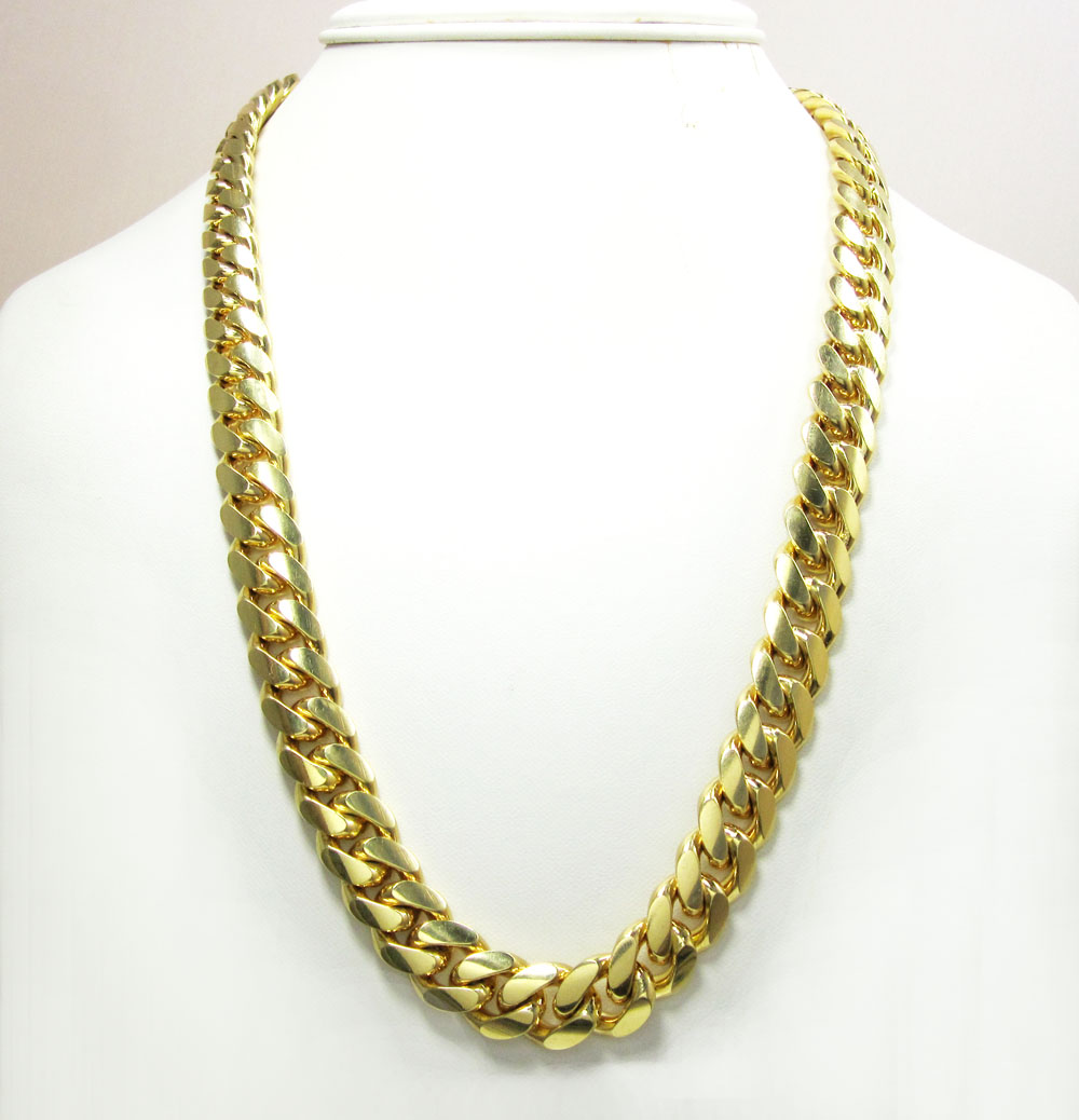 10k yellow gold thick miami link chain 20-30 inch 13mm - Image 6