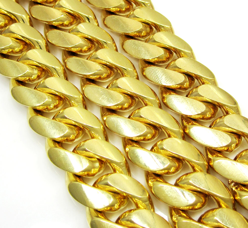 10k yellow gold thick miami link chain 20-30 inch 14mm