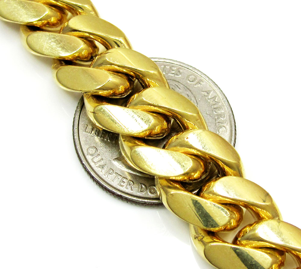 10k yellow gold thick miami link chain 20-30 inch 14mm