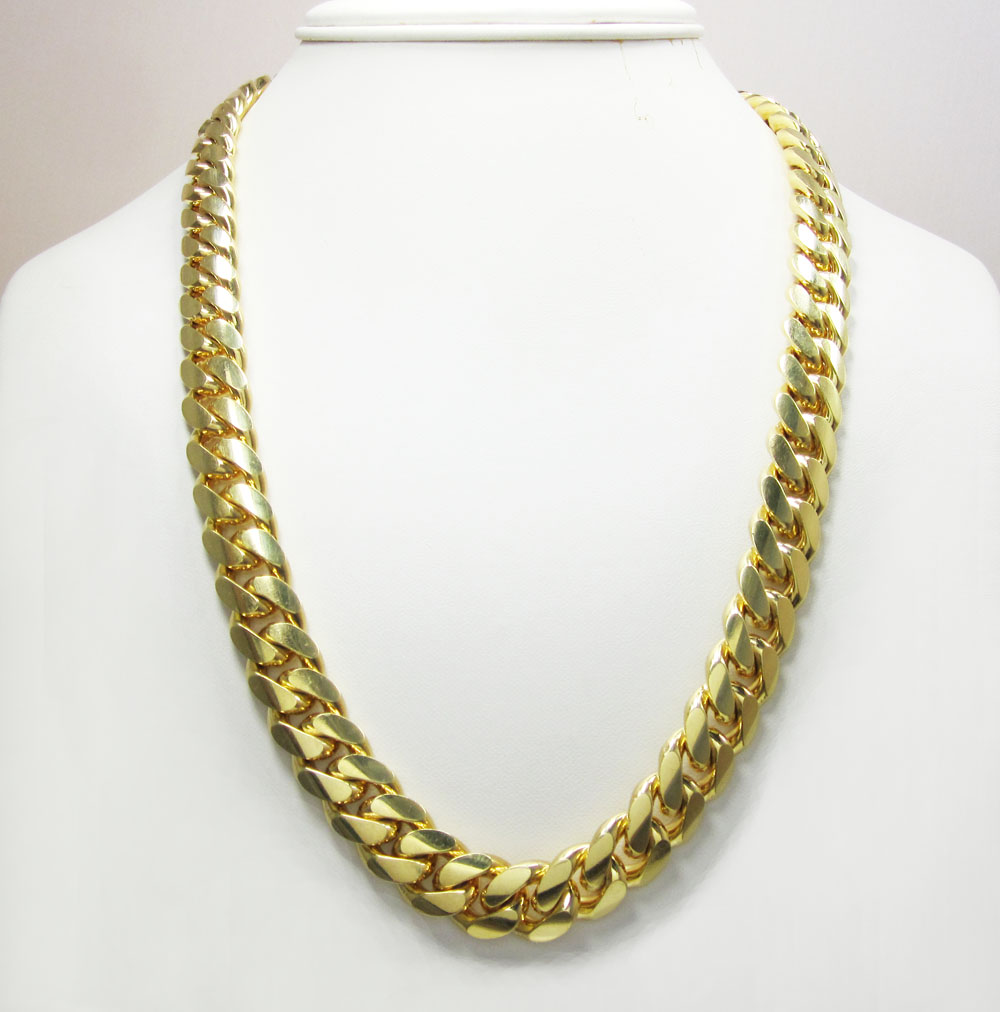 10k yellow gold thick miami link chain 20-30 inch 14mm